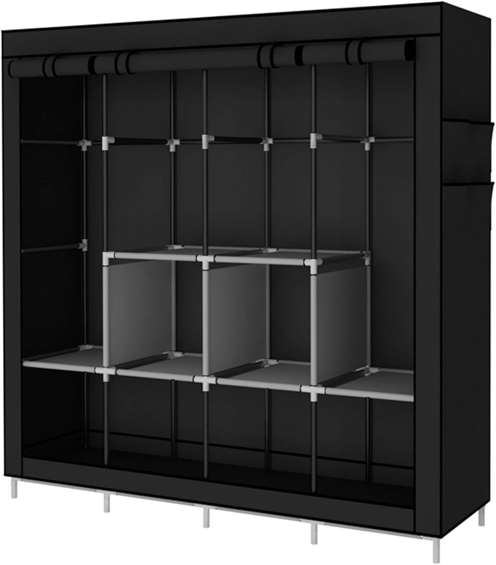 3 Door Folding Wardrobe Cupboard For Storage & Hanging Clothes with 13mm Metal Pipes thickness and fabric Cover
