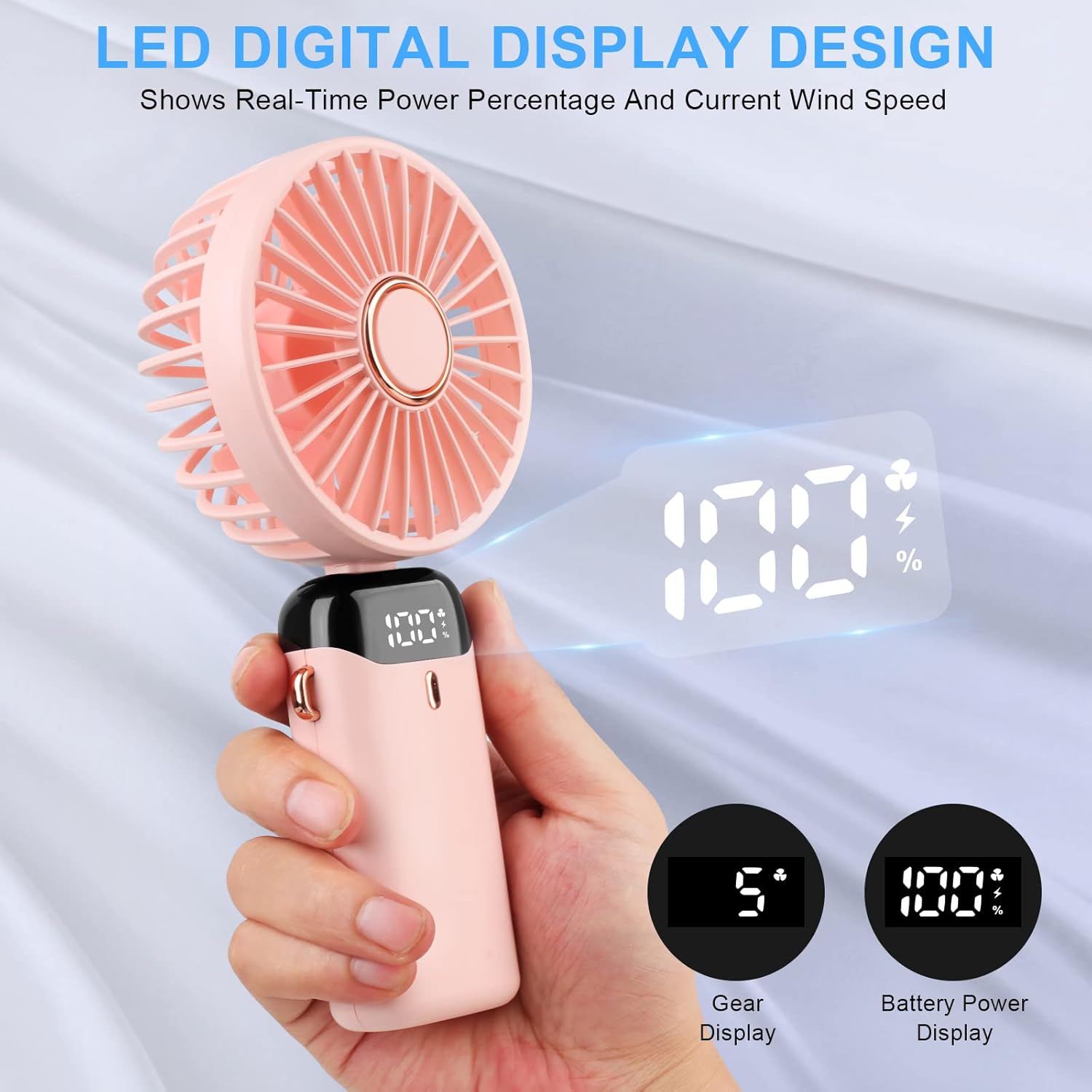 Portable Handheld Fan with 4000mAh Rechargeable Battery