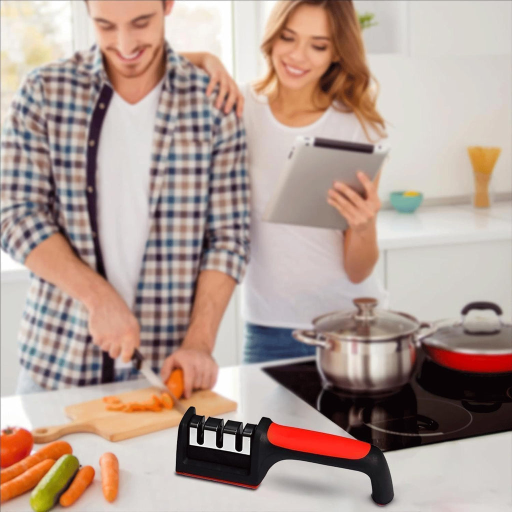 Professional Knife and Scissors Sharpener with Non-Slip Base