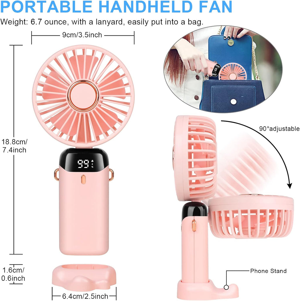 Portable Handheld Fan with 4000mAh Rechargeable Battery