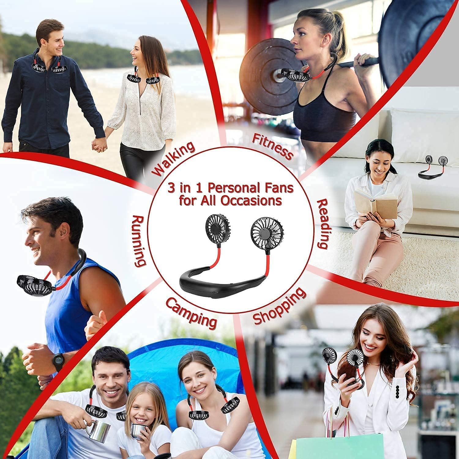 Portable Hanging Neck Fan, Hands-Free