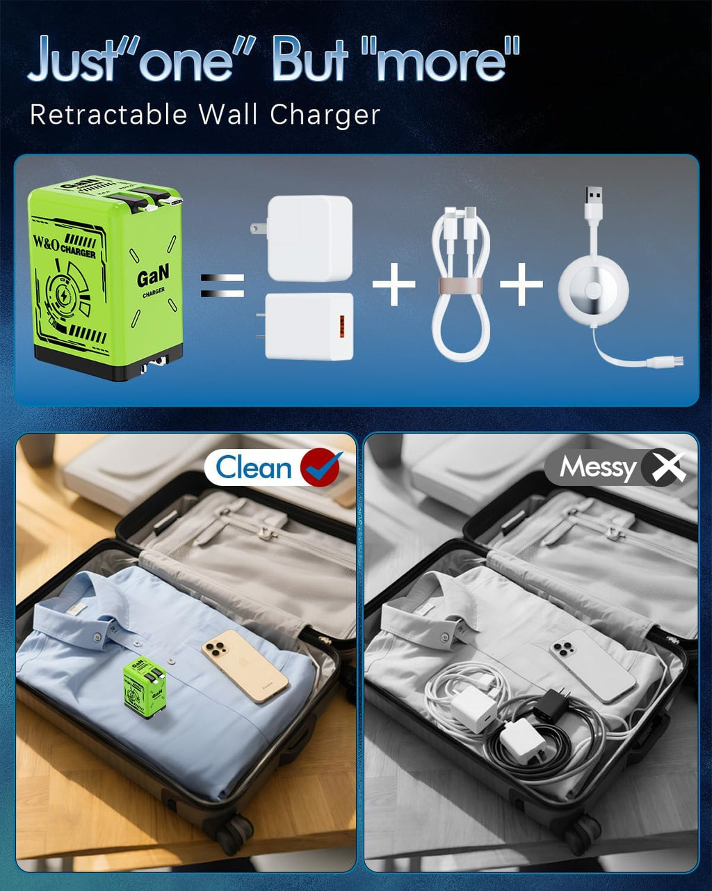 GaN Charger 2-in-1 gan Compatible with 120W Retractable  Charger