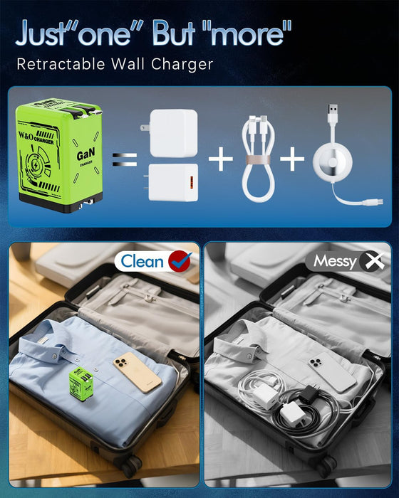 GaN Charger 2-in-1 gan Compatible with 120W Retractable  Charger