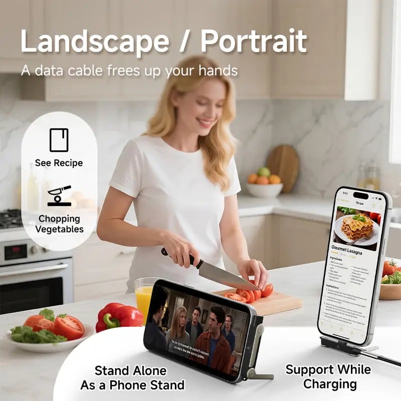 🔥240W SuperCharge 360° Rotating Invisible Stand Detachable 2-in-1 Charging Cable
