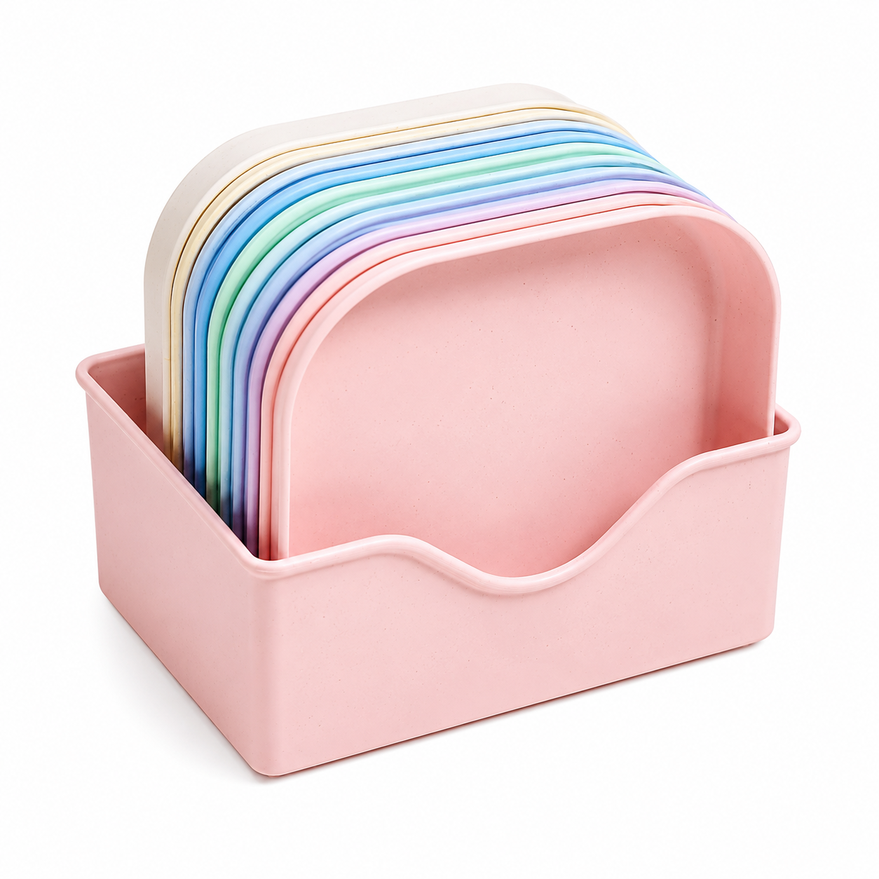 Square Plastic Dinner Plate Set with Storage Stand