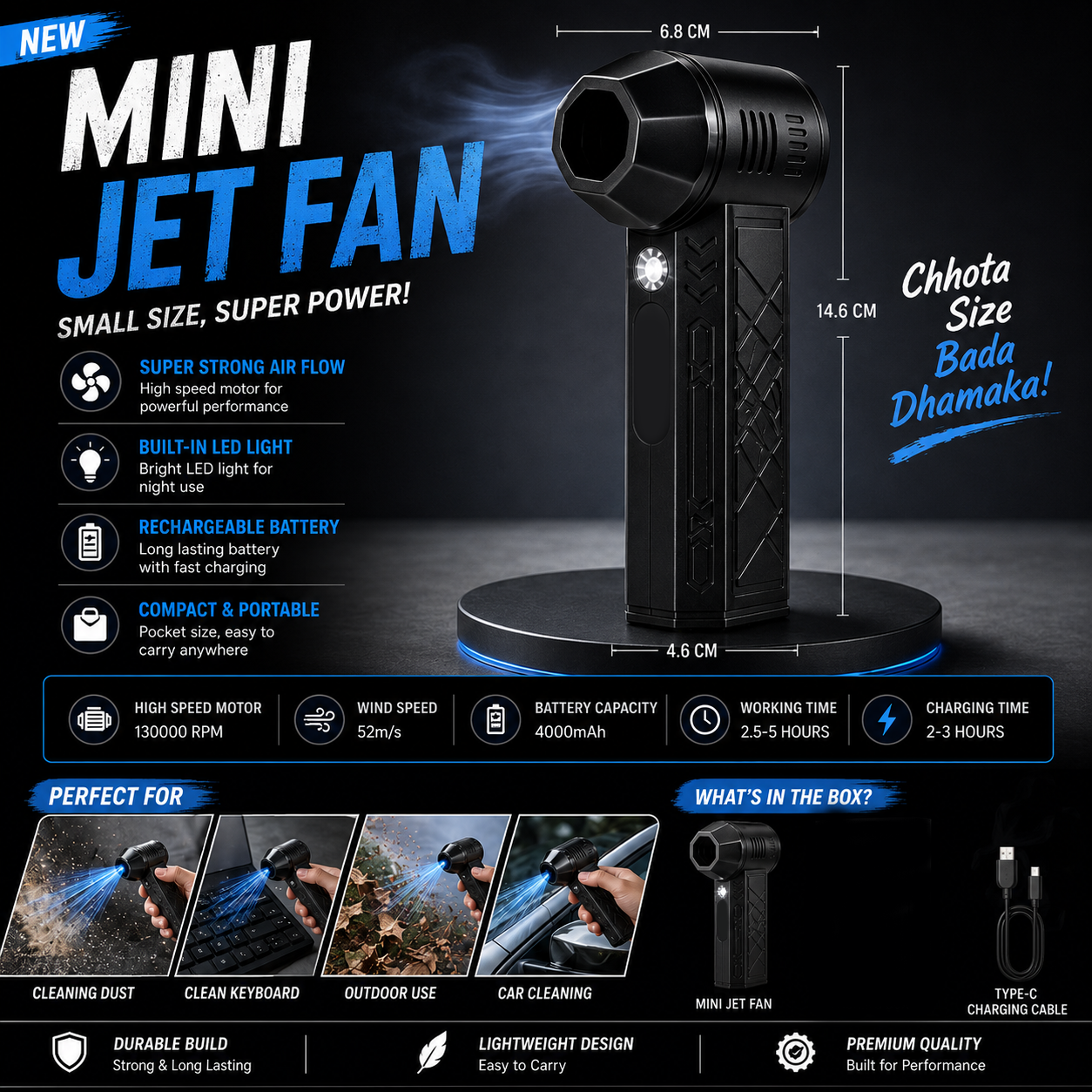 Portable Mini Jet Blower 130000 RPM