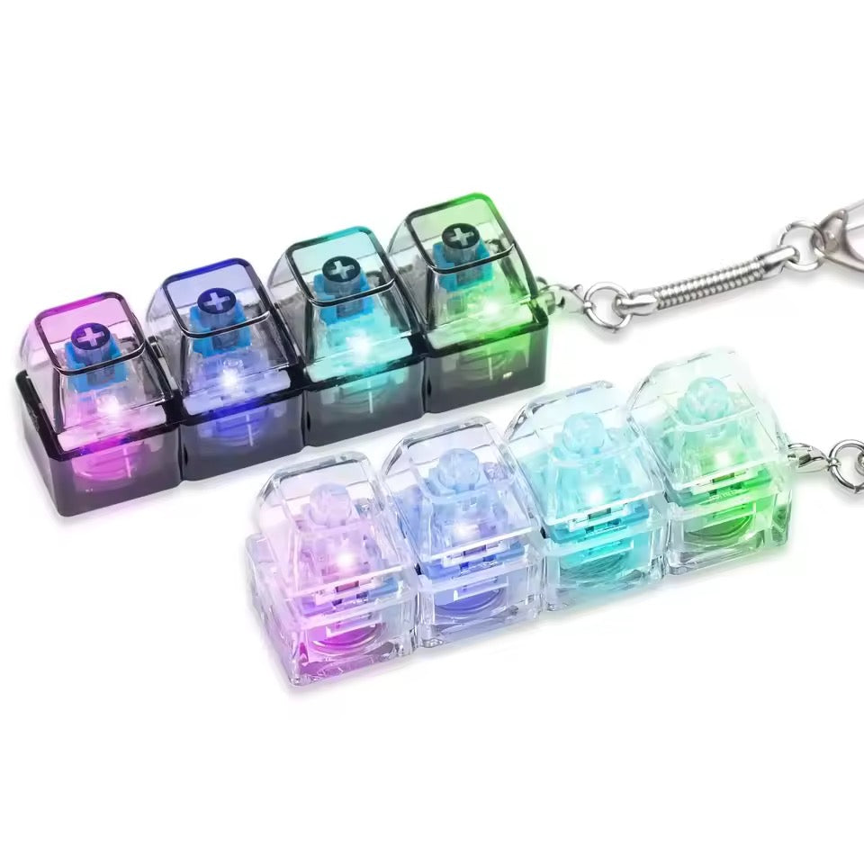 Light Up Keyboard Key Keychain Stress Relief Fidget Toy Clickable Button with LED Light