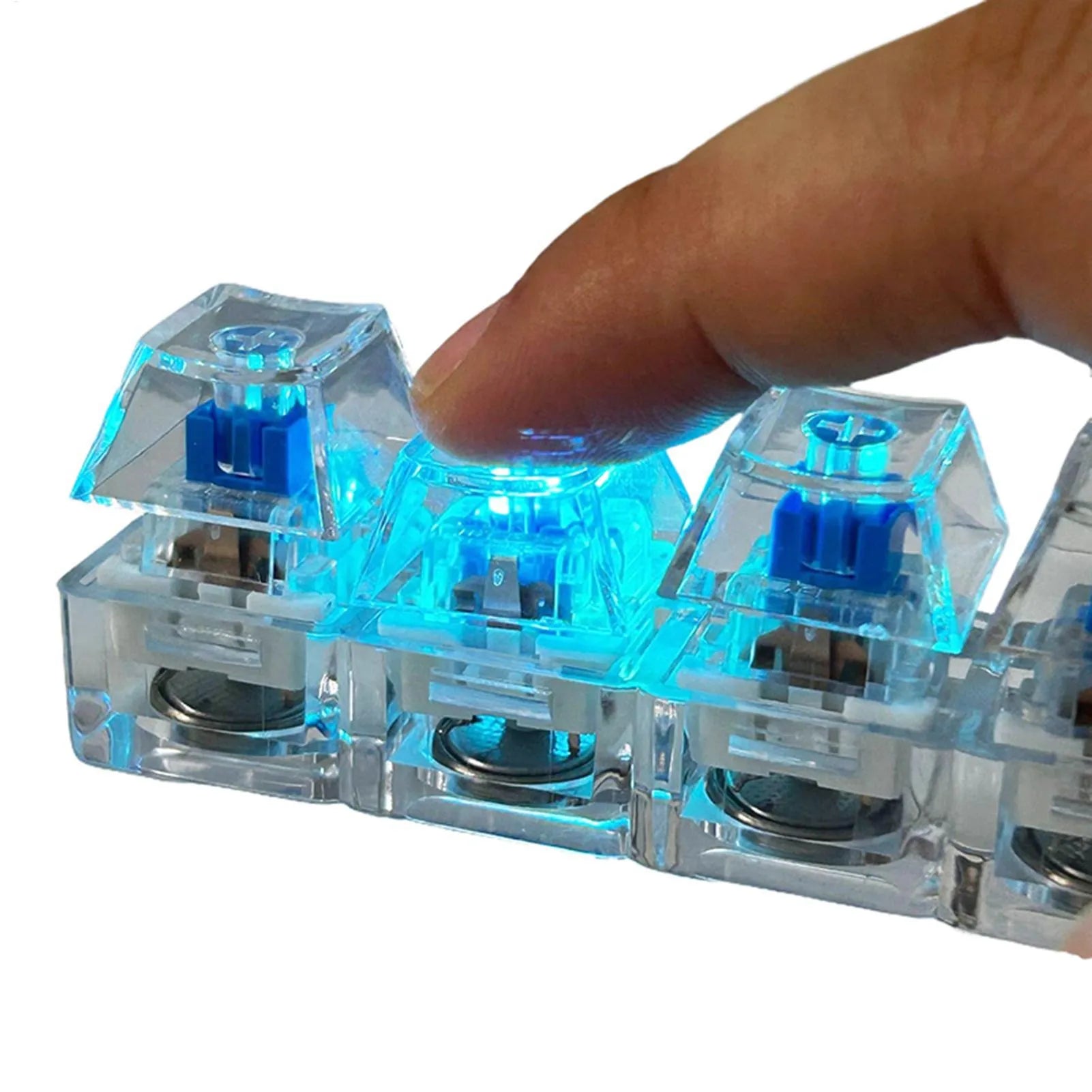 Light Up Keyboard Key Keychain Stress Relief Fidget Toy Clickable Button with LED Light