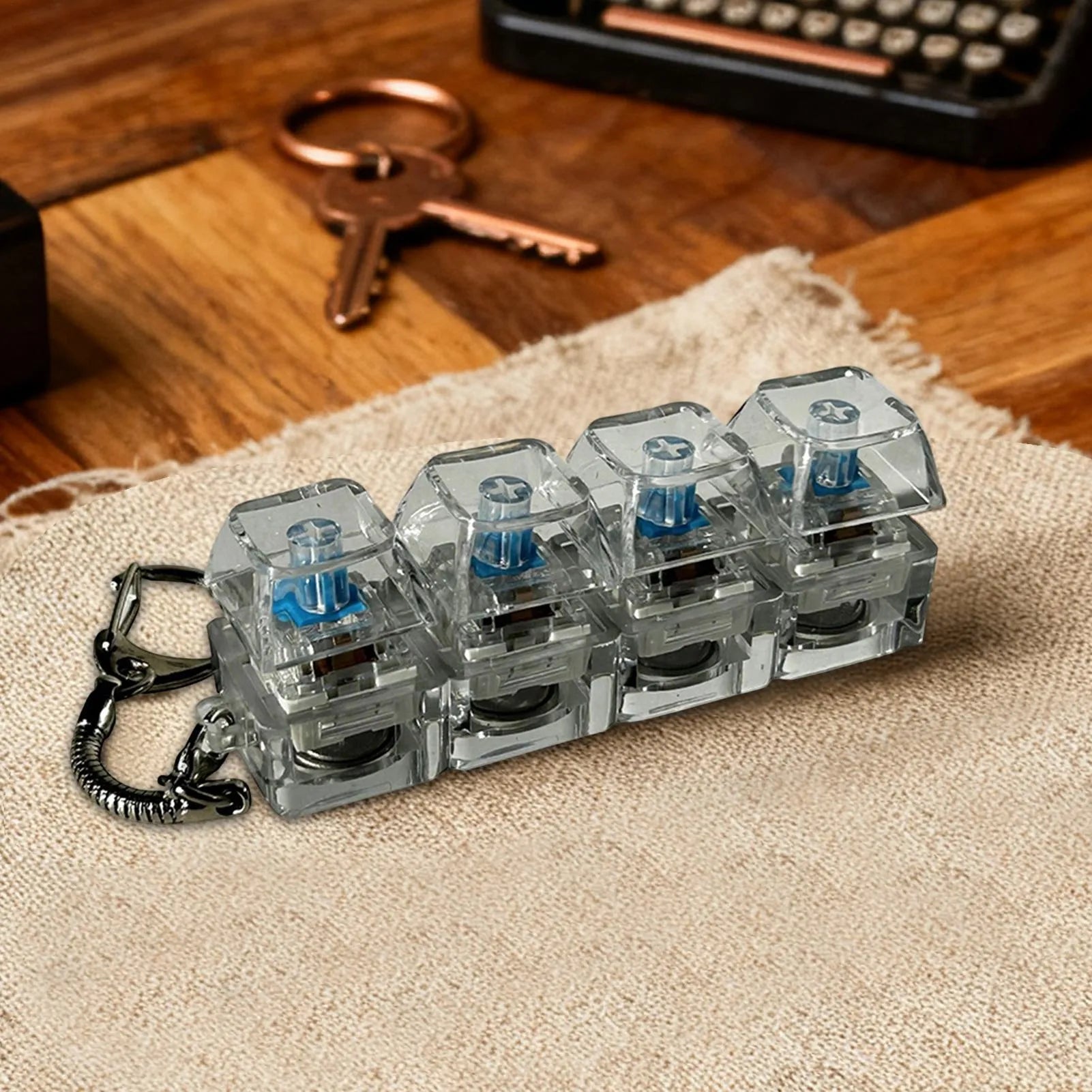 Light Up Keyboard Key Keychain Stress Relief Fidget Toy Clickable Button with LED Light