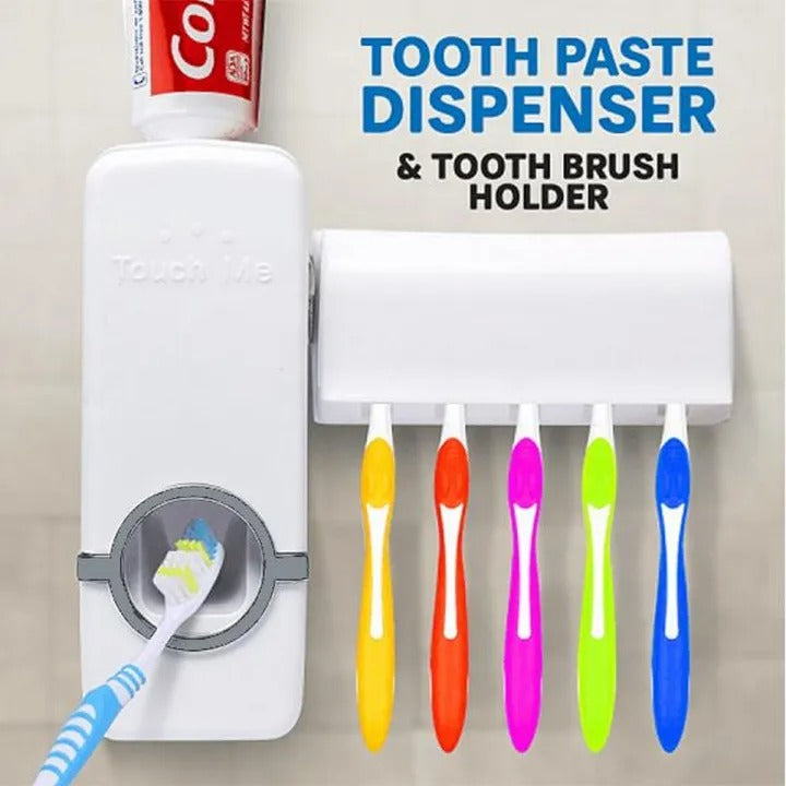 Wall Mounted Toothpaste Dispenser and Toothbrush Holder