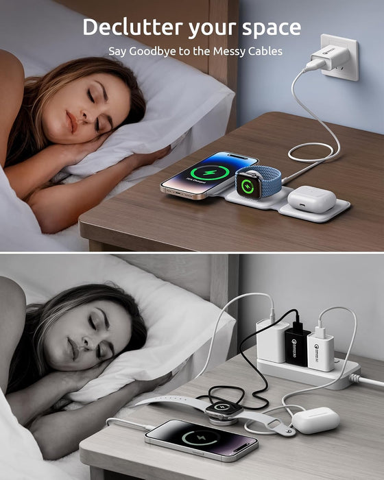 3-in-1 Wireless Charging Station with Magnetic Stand