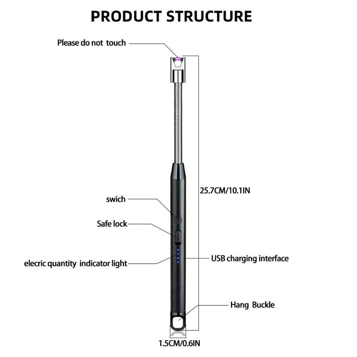 USB Rechargeable Electric Arc Lighter with Long Neck