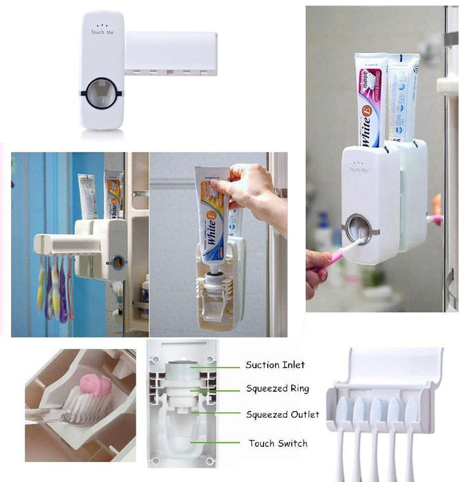 Wall Mounted Toothpaste Dispenser and Toothbrush Holder